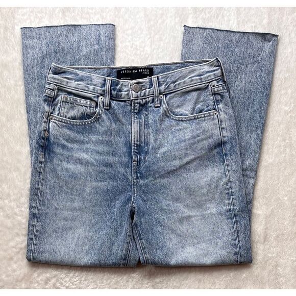 NWT VERONICA BEARD Carly Kick Flare Rigid High Rise Crop Jeans in Pebble Stone - Picture 9 of 16